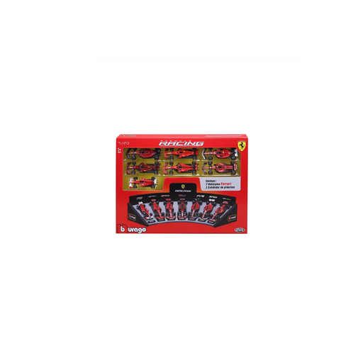 [4893993368648] BBURAGO Pack 7 Voitures Ferrari Formule 1 1:43 Métal Rouge L48,5xp8xh35,5cm