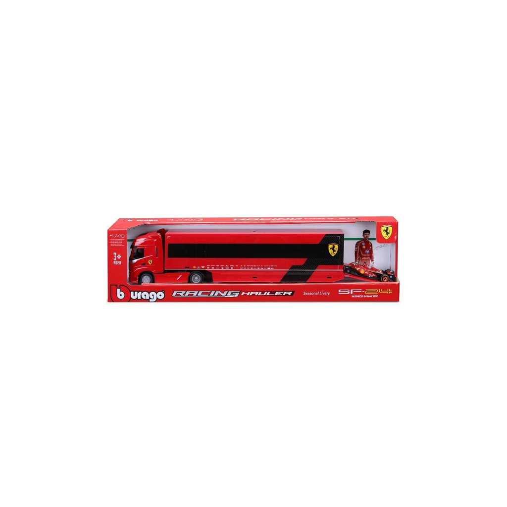 BBURAGO Voiture 1 43 Camion Ferrari Iveco S Way 570 SF 24 transporteur avec 1 Formule 1 1 43