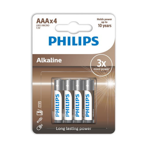 [4895229107991] PHILIPS Piles Alcalines 1.5V AAA 4 Pièces