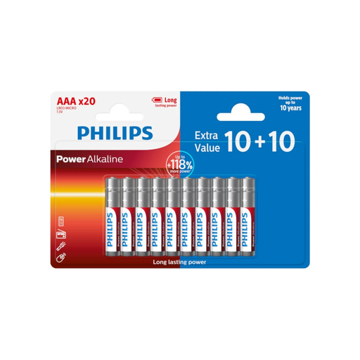 [4895229122505] PHILIPS Alkaline Batteries LR03 AAA 1.5V (10+10 Pack)