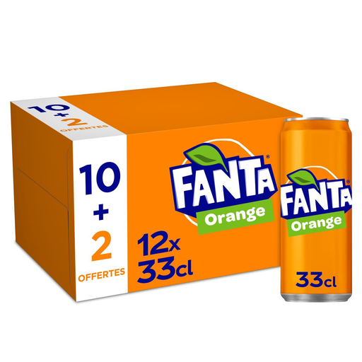 [5000112644302] FANTA Orange flavored carbonated drink 12 cans of 33 cl