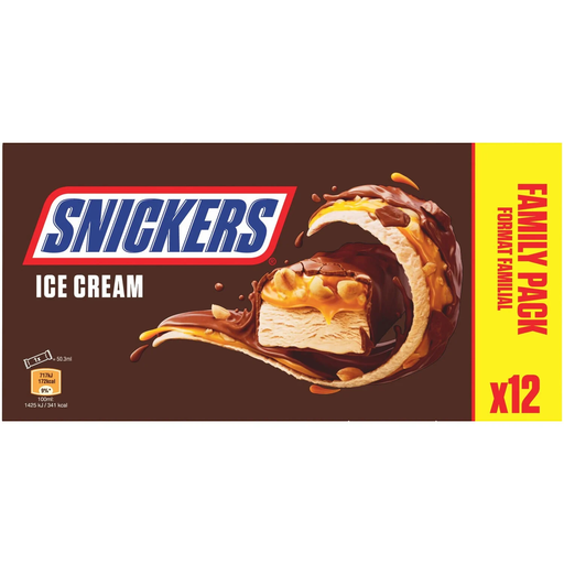 [5000159544535] SNICKERS Ice cream bar with chocolate, caramel and peanuts 12 pieces 547 g