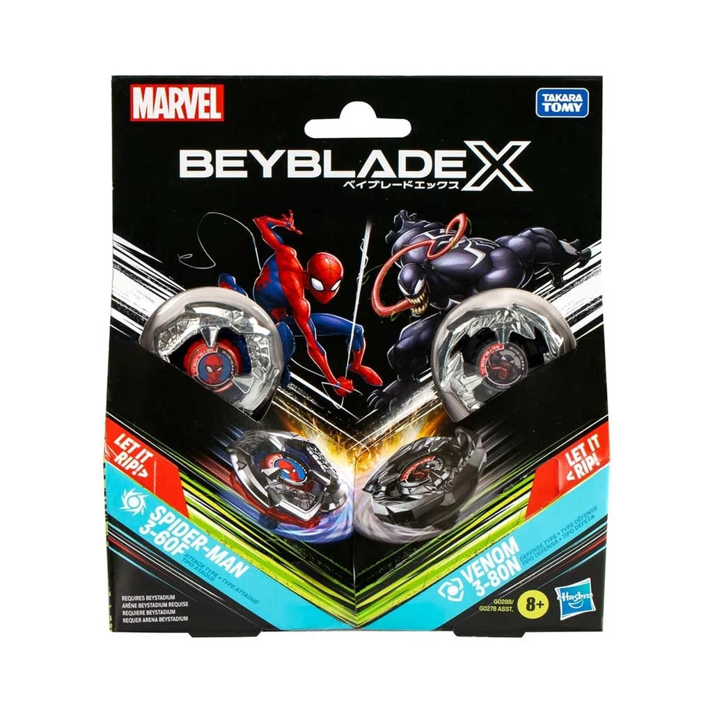 HASBRO Beyblade X Marvel Collab Spider-man 3-60f Vs. Venom 3-80n, Multipack