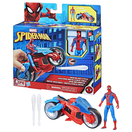 [5010996283955] HASBRO Spiderman Action Figure and Web-Shooting Arachno-Moto 10cm