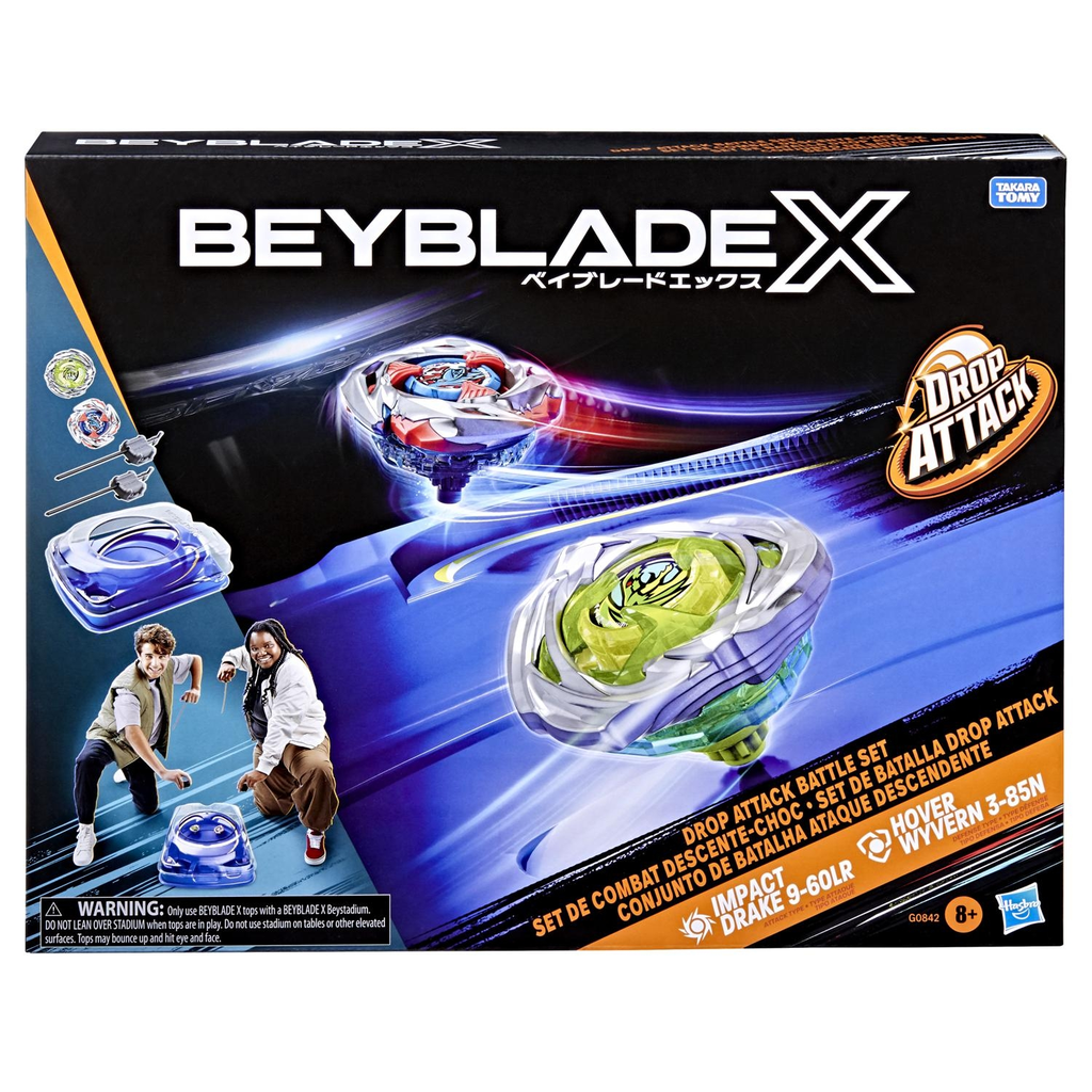 HASBRO Beyblade X Battle Set Descente-choc with Beystadium, 2 tops, Le pack