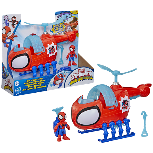 [5010996361226] HASBRO Helicóptero del Equipo Spidey con figura y vehículo, 7,5cm