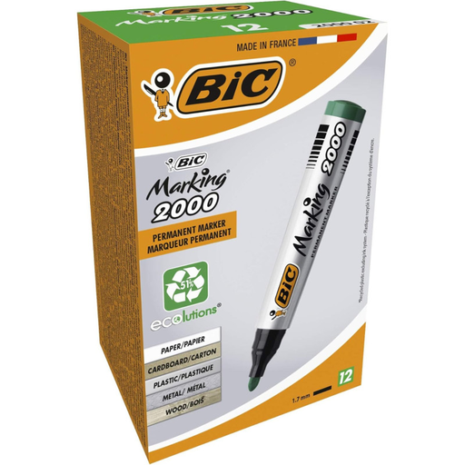 [5051395741240] BIC Marking 2000 Permanent Marker Bullet Tip Green (12 units)