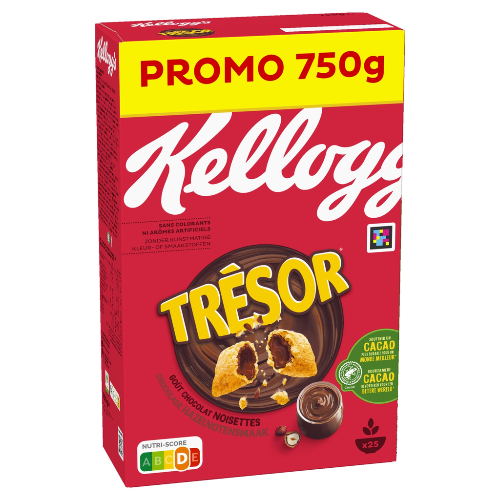KELLOGG'S Trésor Cereais recheados de chocolate e avelãs 750 g