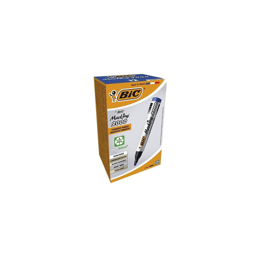 [5054184012736] BIC Marking 2000 Permanent Markers Blue Round Tip, Pack of 12