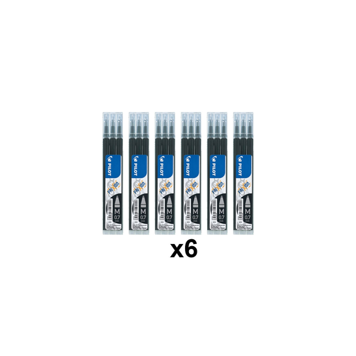 [5055747163155] PILOT 6 packs of 3 Frixion Refills Medium Point 0.7mm Black