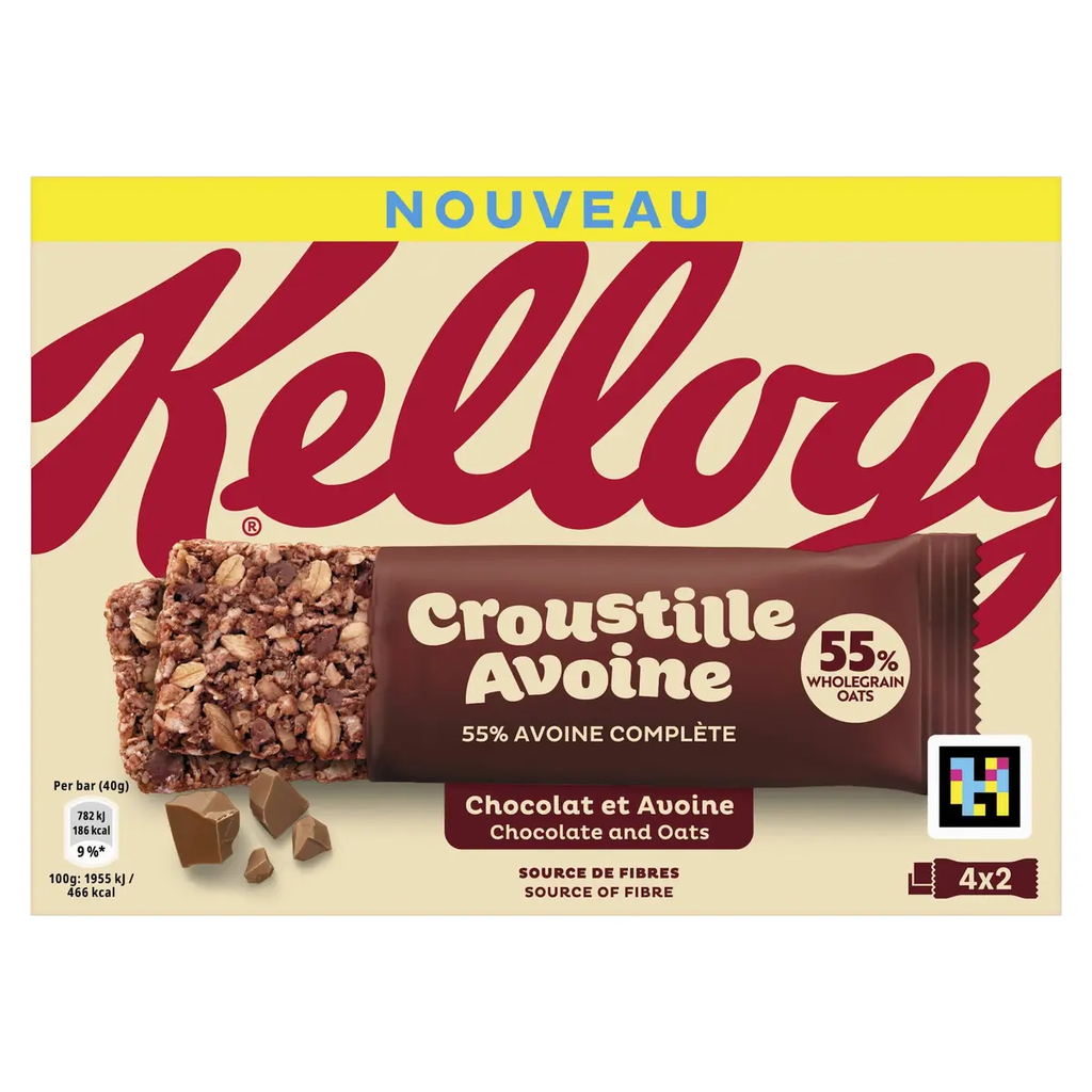 KELLOGG'S Barras de cereais com aveia e chocolate 4 x 40 g