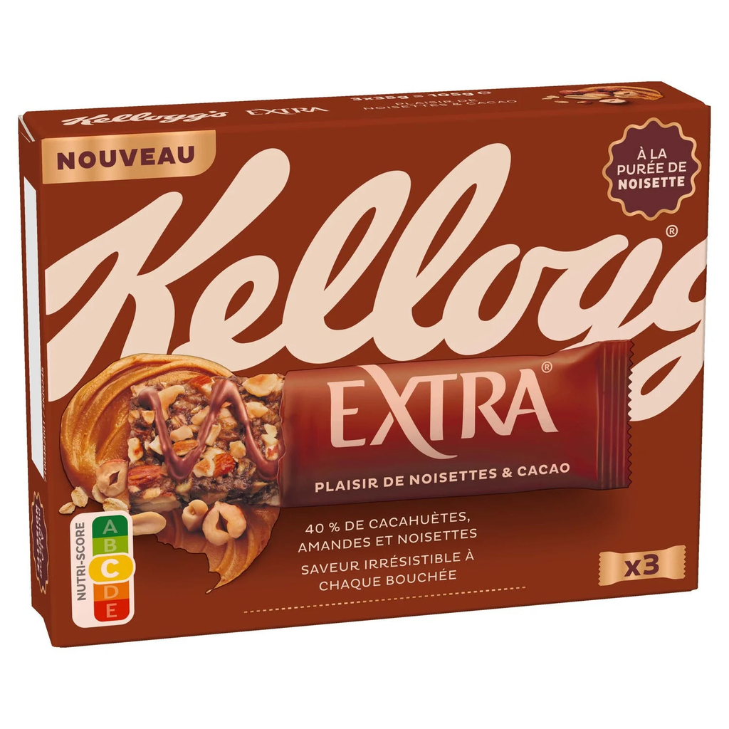 KELLOGG Cereal bar nuts, oats, cocoa, hazelnut 105g