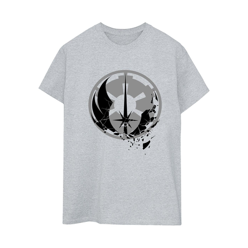 [5059934441040] STAR WARS Camiseta Mujer Gris jaspeado