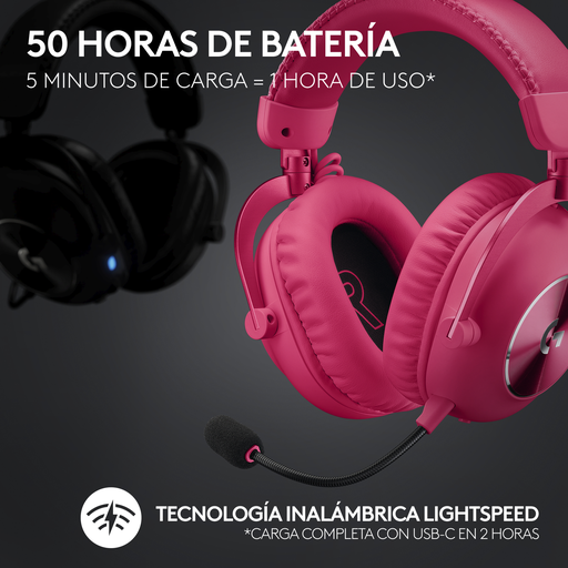 [5099206109070] LOGITECH Casque Pc G Pro X 2 Lightspeed Casque Audio Bluetooth, Micro Casque Detachable Rose
