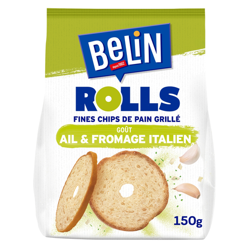 [5201360660209] BELIN Aperitivos finas chips de pão tostado sabor alho e queijo italiano Rolls 150 g