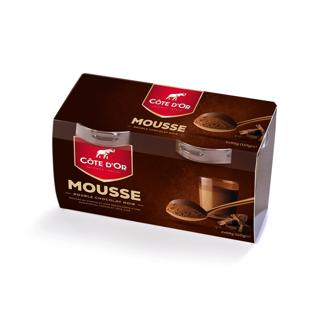 COTE D'OR Double dark chocolate mousse 2 pots of 55 g