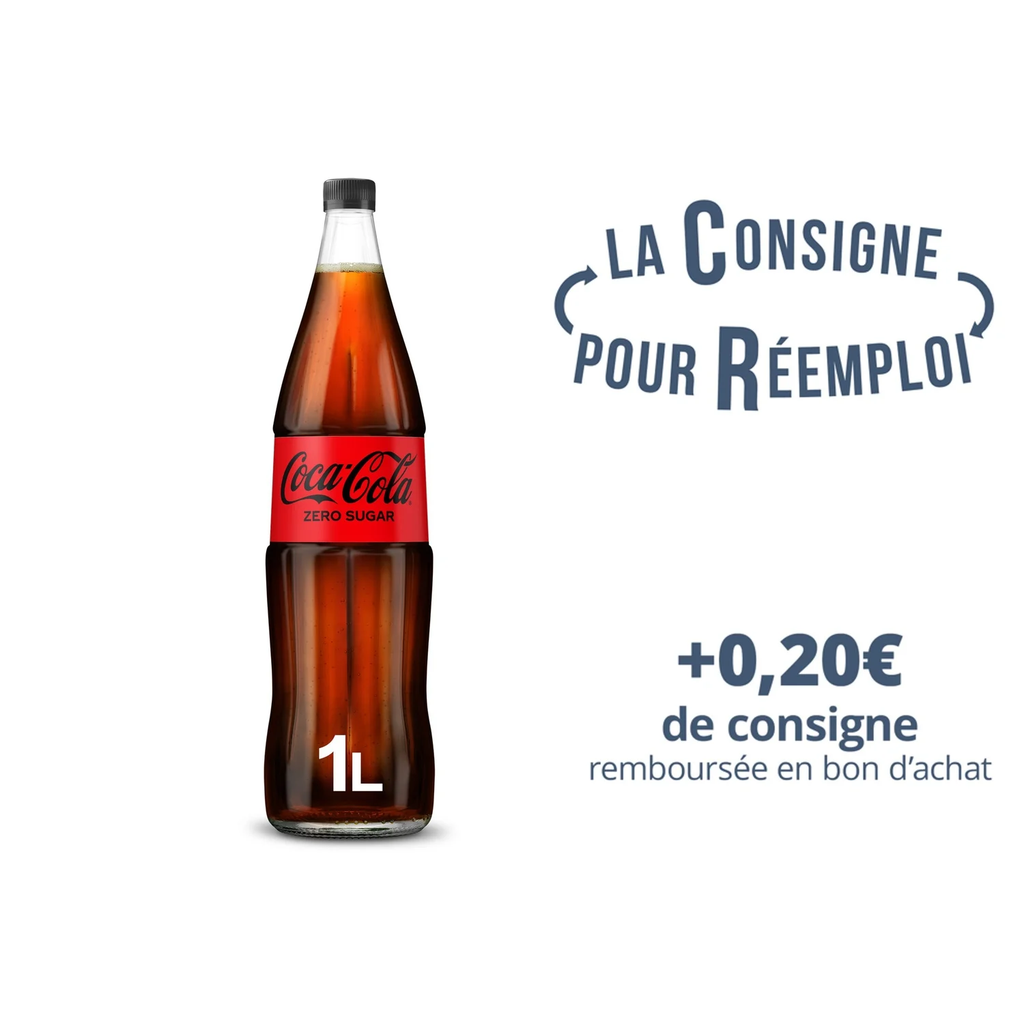 COCA-COLA Soda sans sucres verre consigné 1 L