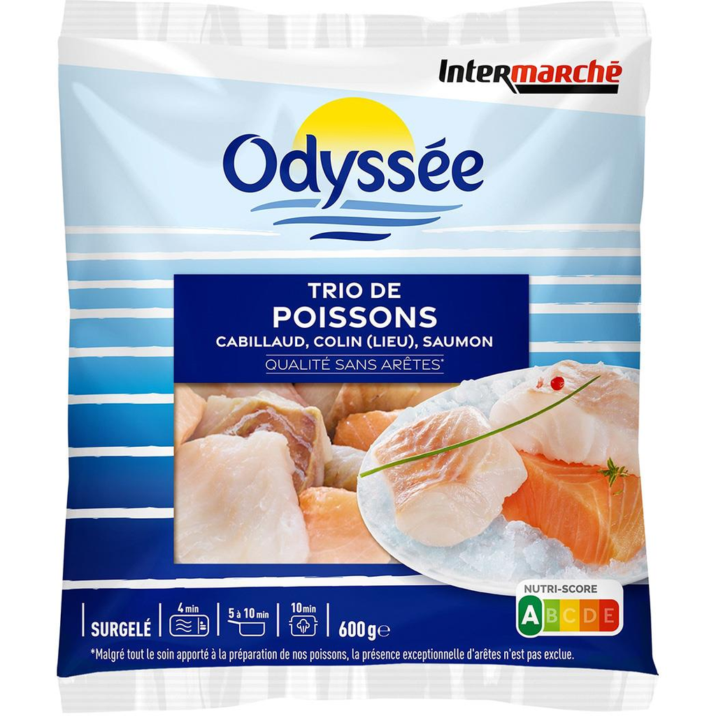 ODYSSÉE Trio de peixes bacalhau, escamudo, salmão sem espinhas 600 g