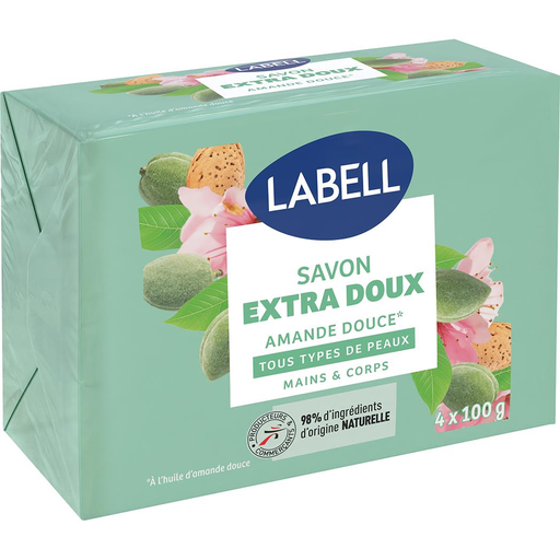 [3250391785124] LABELL Sabonete extra suave de amêndoas doces mãos e corpo 4 x 100 g
