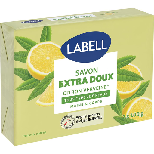 [3250391800636] LABELL Jabón extra suave limón verbena 2 x 100 g