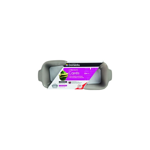 [3250391801732] DOMEDIA Set of 2 grey mini square dishes