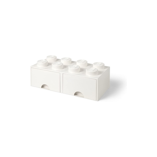[5711938029555] LEGO White Stackable Storage Brick 8 Studs With Drawers