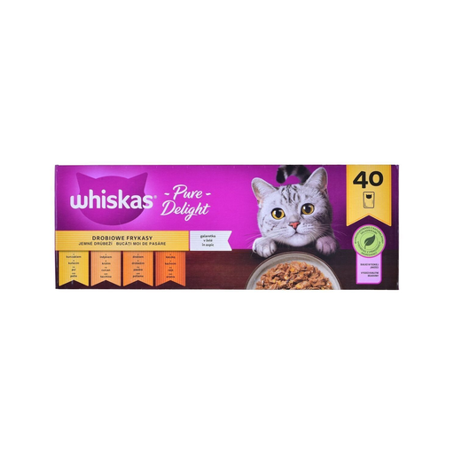 [5900951302350] WHISKAS Alimento Para Gatos Pure Delight Pollo Pavo Pato Aves 40 x 85 g