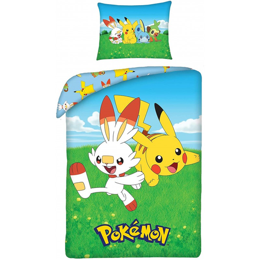 [5904209601233] POKÉMON Children's Cotton Bedding Set Pikachu and Scorbunny 140x200cm