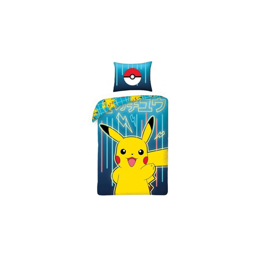 [5904209607082] POKÉMON Children's Cotton Bedding Set Pikachu Neon 140x200cm