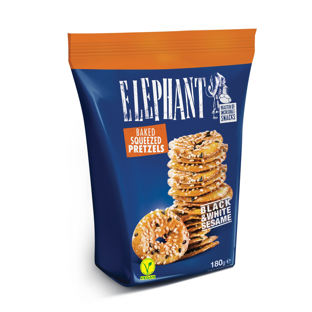 ELEPHANT Bretzel prensados semillas de sésamo 180 g