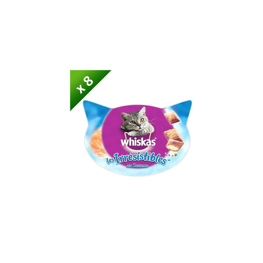 [5998749108543] WHISKAS Les Irresistibles Petiscos Salmão para Gato 8x0.75g