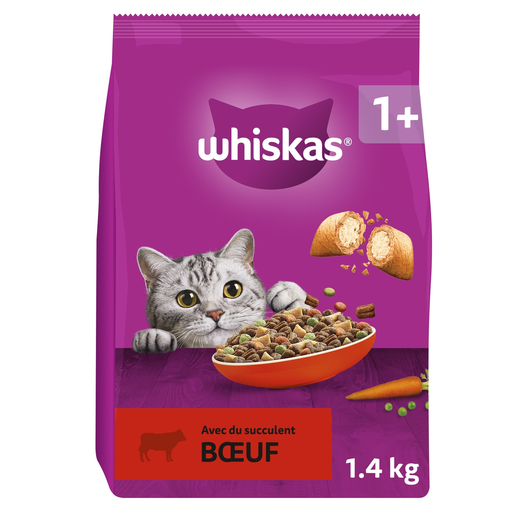 [5998749144152] WHISKAS Croquettes au bœuf pour chat adulte 1,4 kg