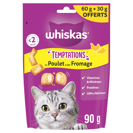 [5998749146224] WHISKAS Petiscos Temptations Frango e Queijo 90g