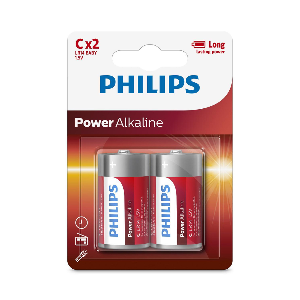 PHILIPS Pile Domestique Alcaline LR14 C 2 unités