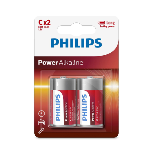 [6959033840043] PHILIPS Pile Domestique Alcaline LR14 C 2 unités
