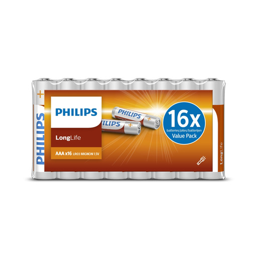 [6959033841163] PHILIPS Longlife R03L16F/10 Pile Domestique AAA Chlorure de Zinc