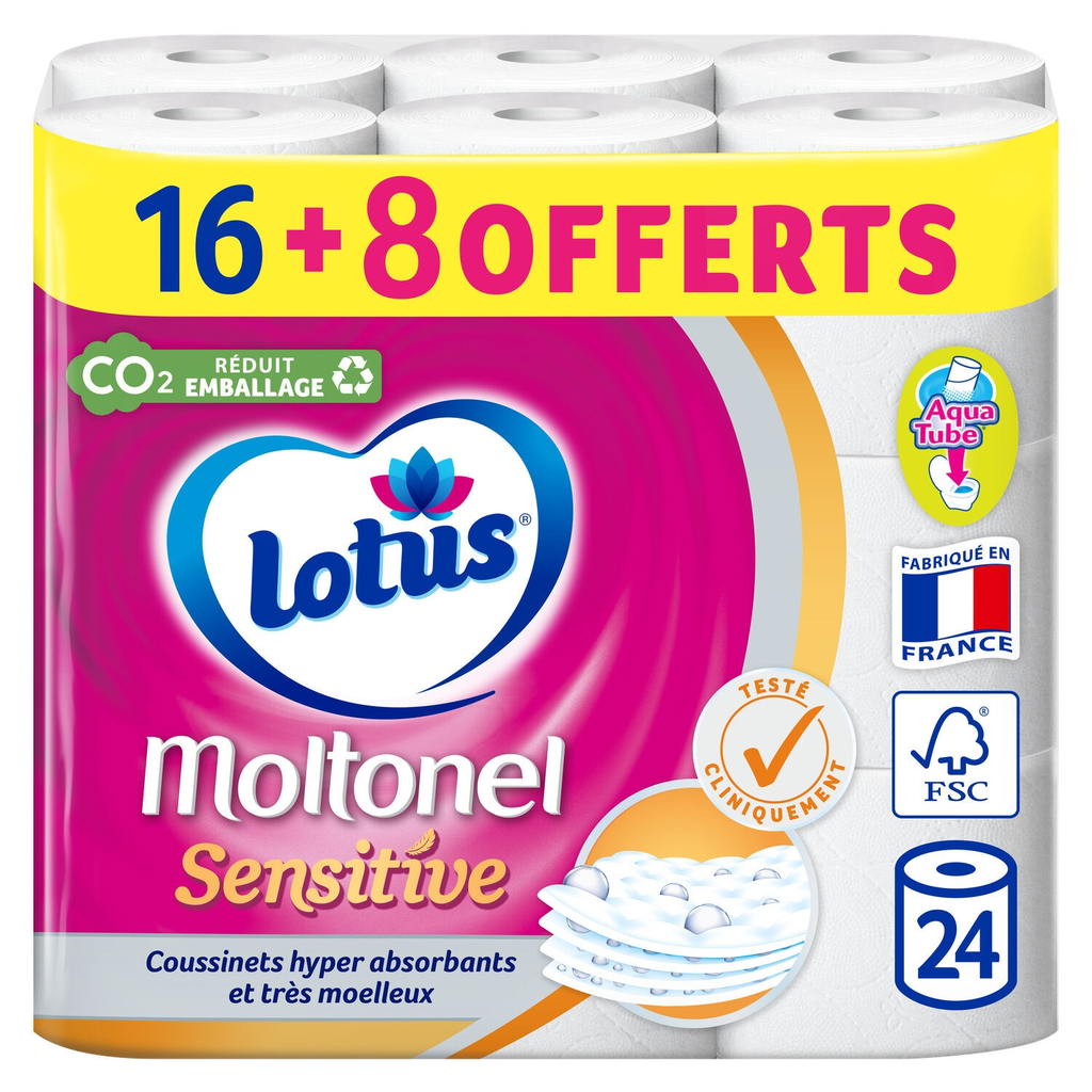 LOTUS Papier toilette Moltonel sensitive les 24 rouleaux