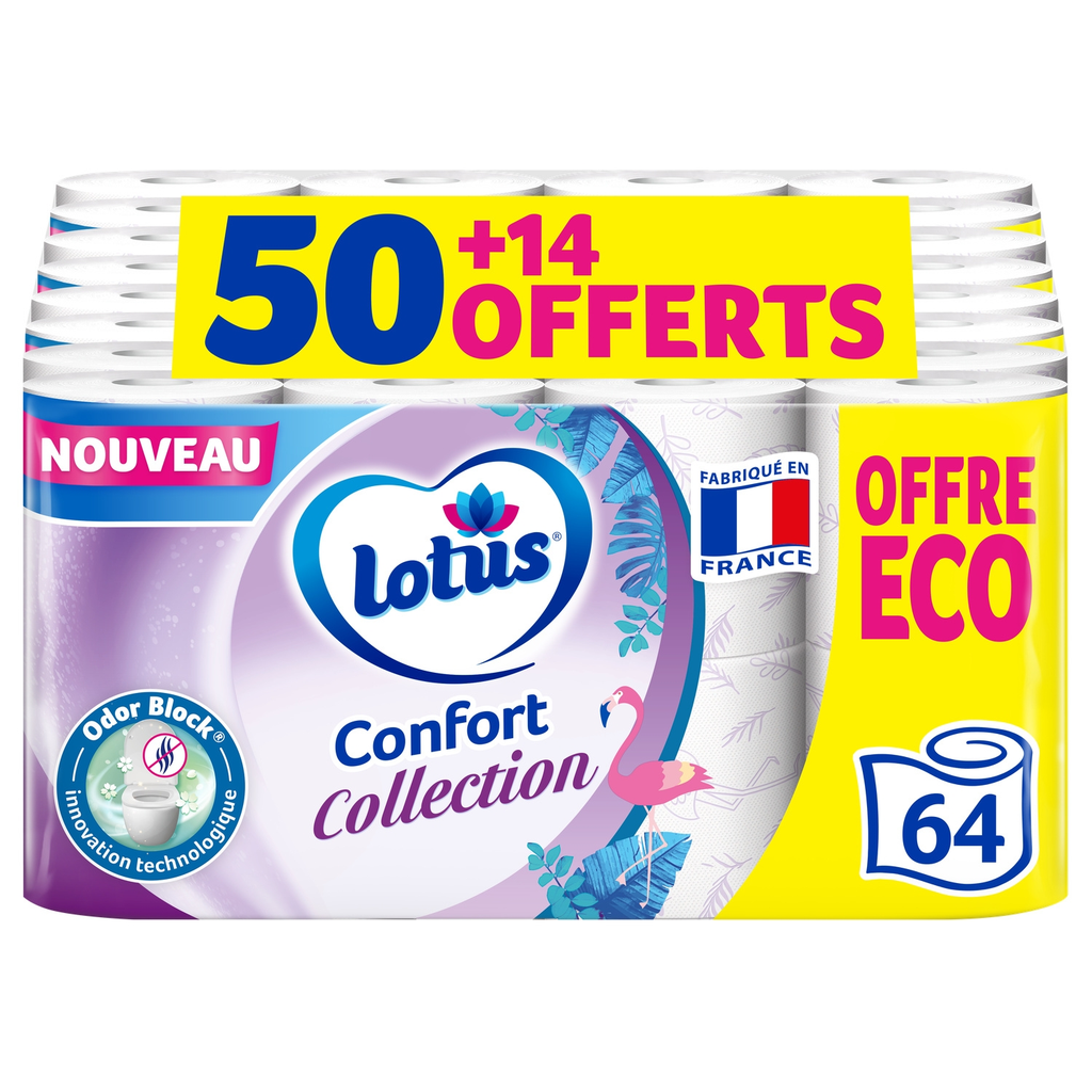 LOTUS Papier Toilette Aqua Décoré FSC Confort 64 rouleaux