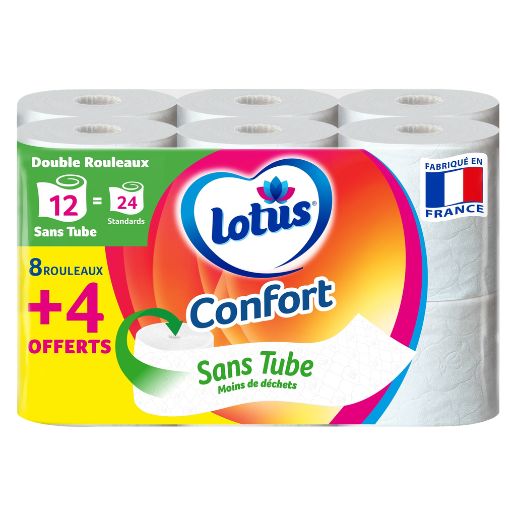 LOTUS Papel higiénico Confort Sin Tubo 12 rollos