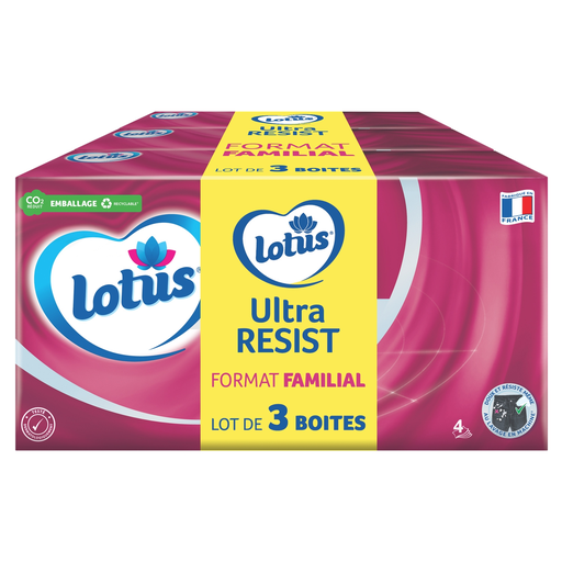 [7322541369761] LOTUS Mouchoirs 4 Epaisseurs Ultra Resistant, Doux, la boîte de 72 mouchoirs