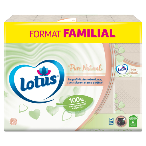 [7322541466316] LOTUS Mouchoirs Doux Natural Biodegradables le paquet de 30 étuis