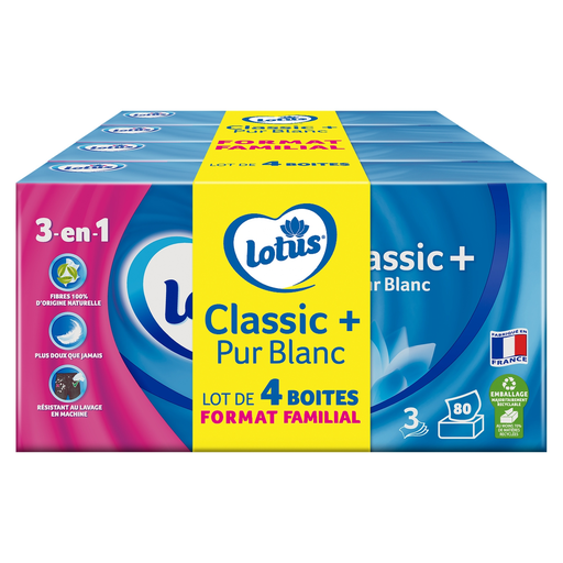 [7322542006931] LOTUS Mouchoirs pur blanc 4x80 mouchoirs