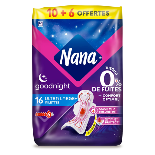 [7322542206041] NANA Pensos Higiénicos com Abas Ultra Large Plus Goodnight Maxi 16 unidades