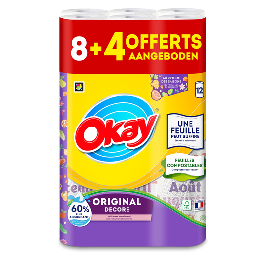 [7322542261576] OKAY Essuie-tout décor 8+4 rouleaux