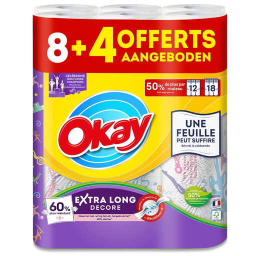 [7322542269060] OKAY Essuie-tout XXL décoré 8+4 rouleaux