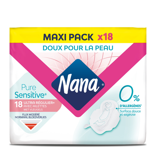 [7322542477748] NANA Pure Sensitive Ultra Regular Sanitary Pads with wings 18 pads