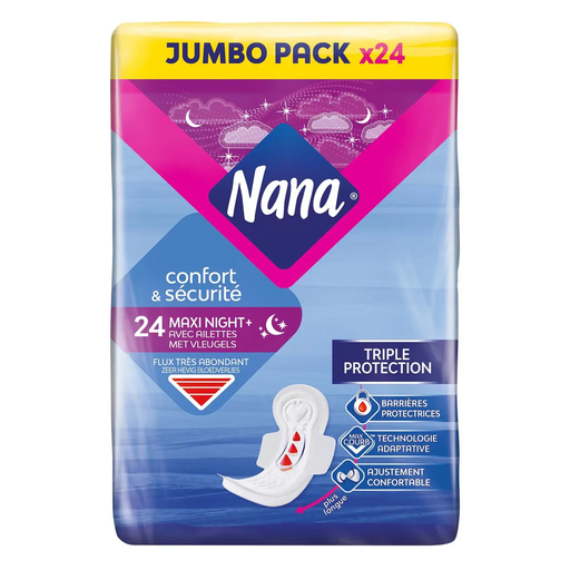 [7322542496640] NANA Sanitary Pads Maxi Night 24 pieces