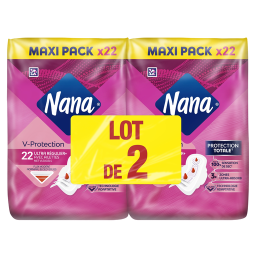 [7322542566046] NANA V-Protection Ultra-Regular+ Sanitary Pads with Wings 2x22 pads