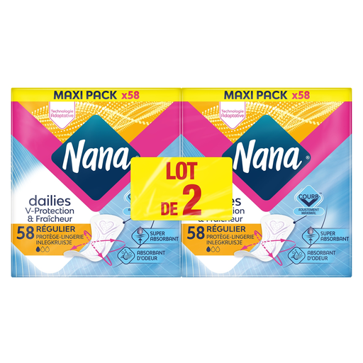 [7322542566442] NANA Dailies V-Protection et Fraicheur regular pantyliners 2x58 count