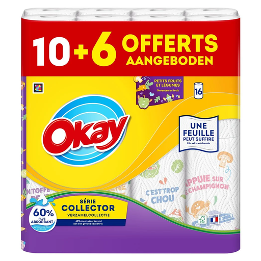 [7322542586518] OKAY Essuie-tout série Collector 16 rouleaux